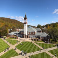 Aerial view of the Mount Carmel Campus quad on a sunny day
