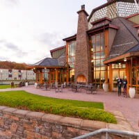 The Rocky Top Student Center patio and fireplace